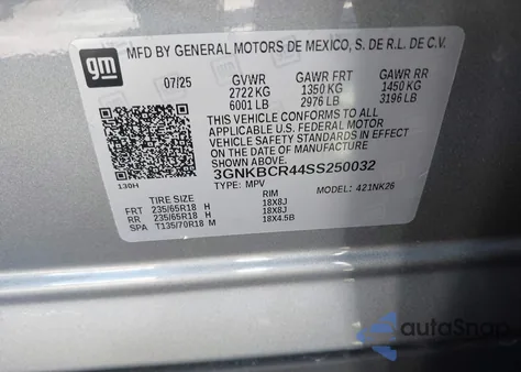 2025 Chevrolet Blazer Fwd 2Lt z USA, uszkodzony, nr VIN 3GNKBCR44SS250032